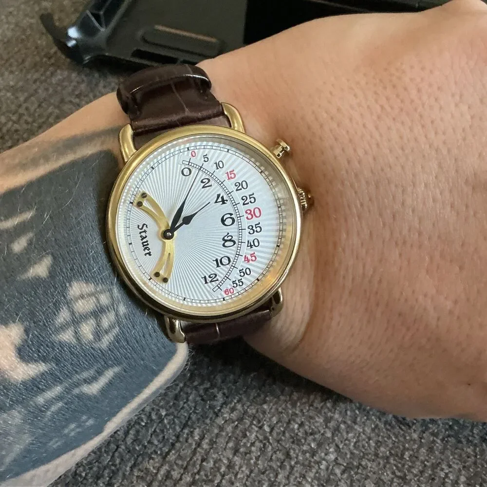 With Box And Papers In The Box Stauer 1920s Retrograde Mens Watch